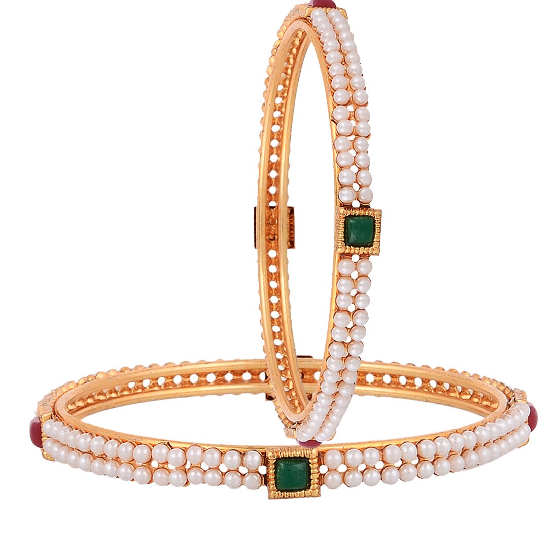 ZENEME Gold Plated Pearl Designer Bangles Jewellery For Women & Girl (2.8) (B06XNPJK1V) Amazon Price History, Amazon Price Tracker