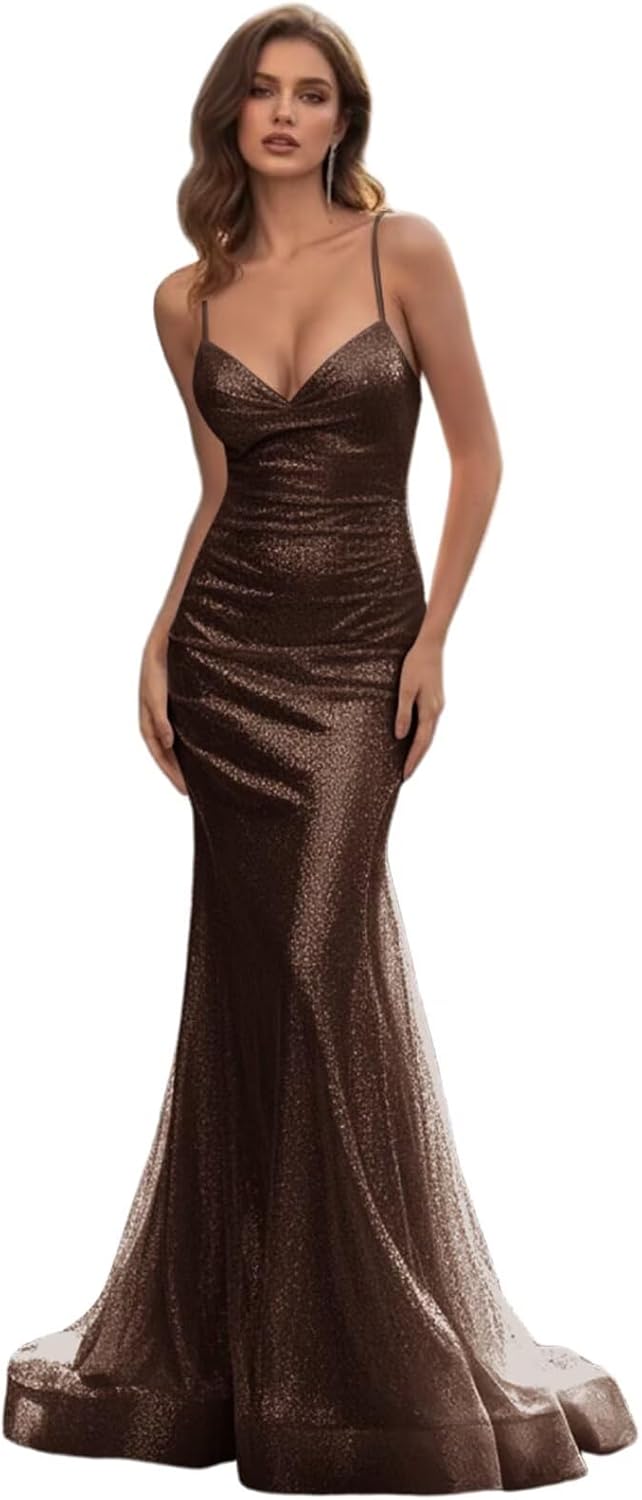Women's Sexy Sequin Corset Prom Dresses 2026 Mermaid Sparkly Long Cocktail Party Dress