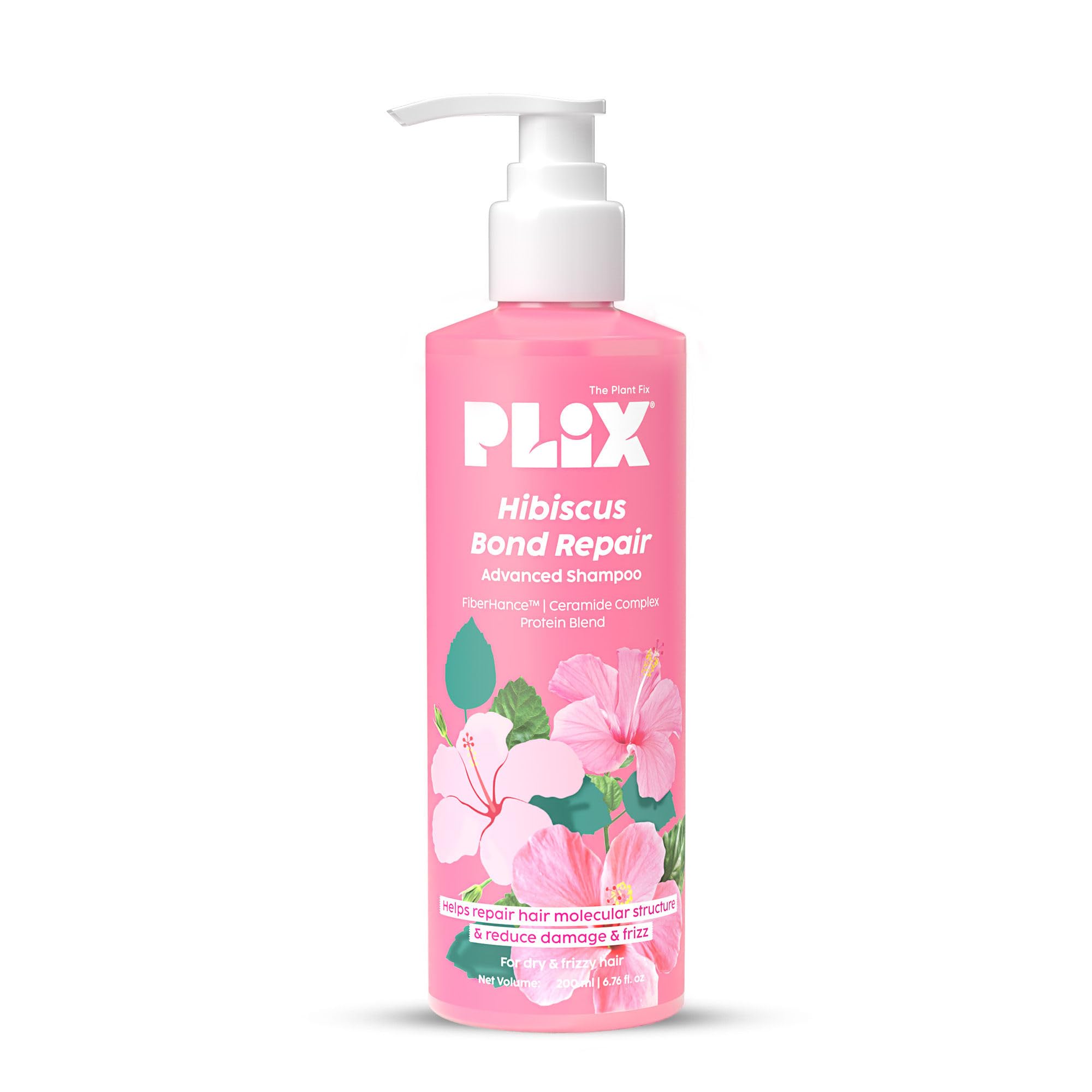 Plix Hibiscus Bond Repair Shampoo | Repairs Hair Structure & Reduces Breakage, 6.76 fl oz