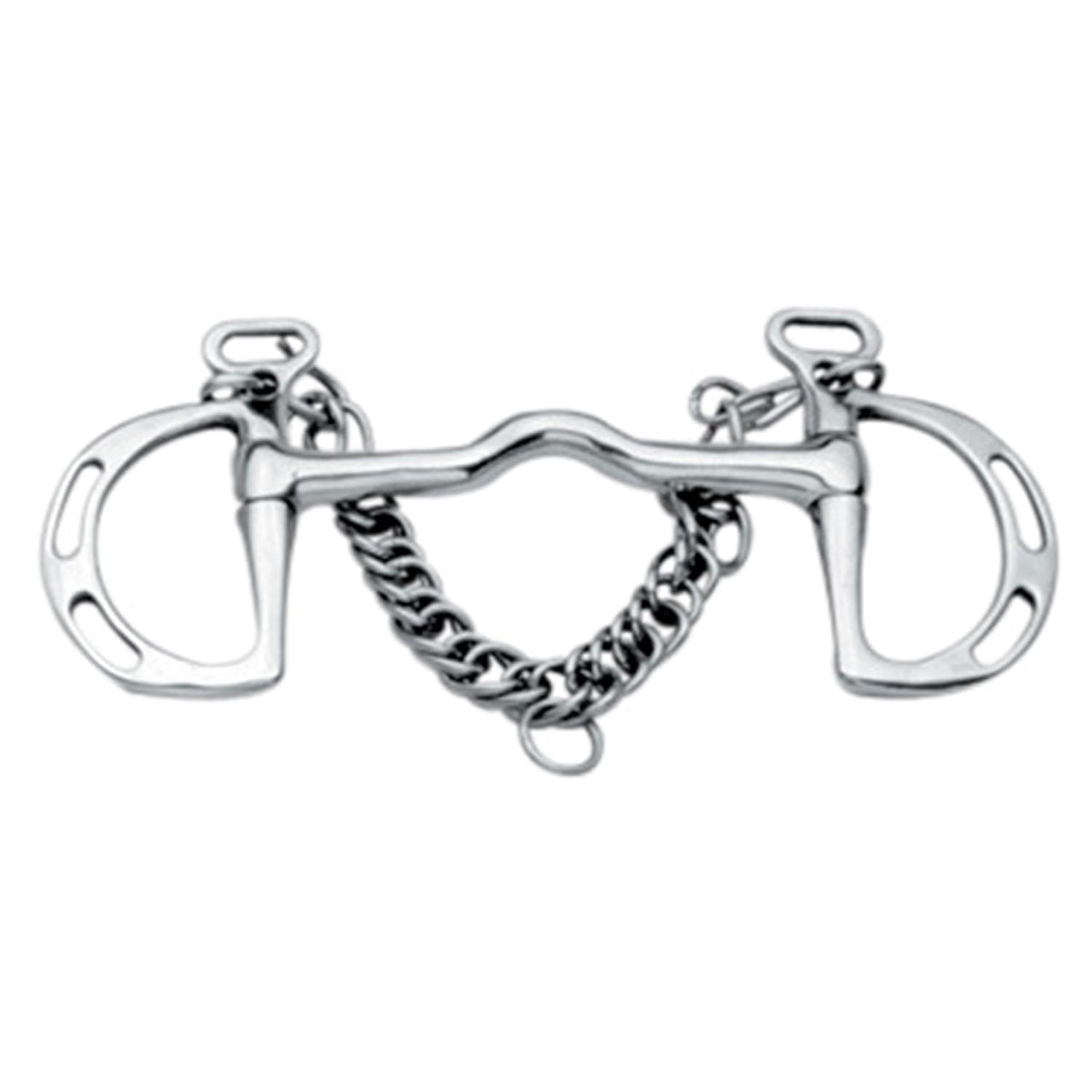 Korsteel Stainless Steel Cambridge Mouth Slotted Ring Kimblewick Bit, 6"