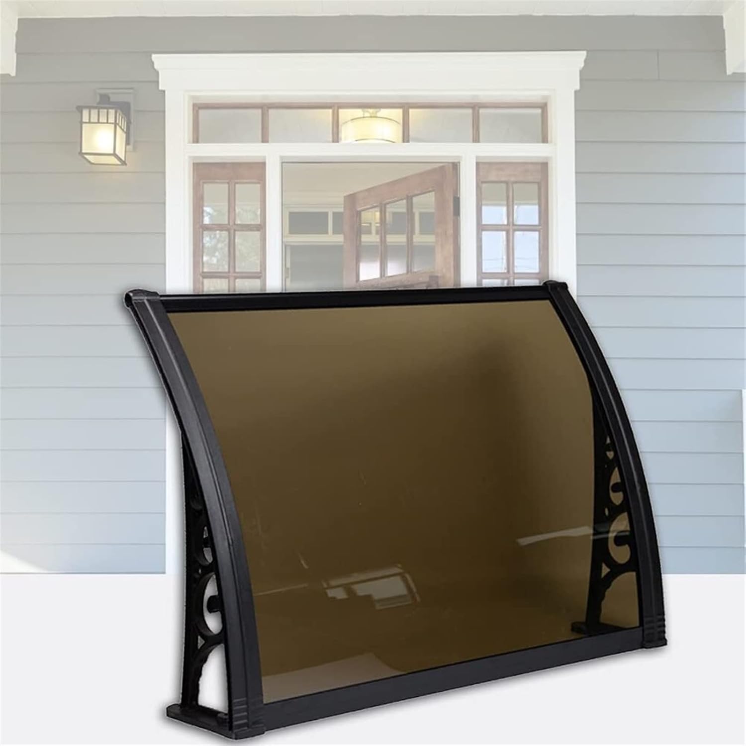 雨よけ 梅雨対策 ひさし 屋根 テラス アルミ ウィンドウオーニングドアキャノピー 21春の新作 前部 紫外線雨と雪の保護アルミ合金ブラケット Color Size 茶色 バックドアポーチキャノピー屋根ふき屋根瓦ポリカーボネートパティオカバー 80x0cm