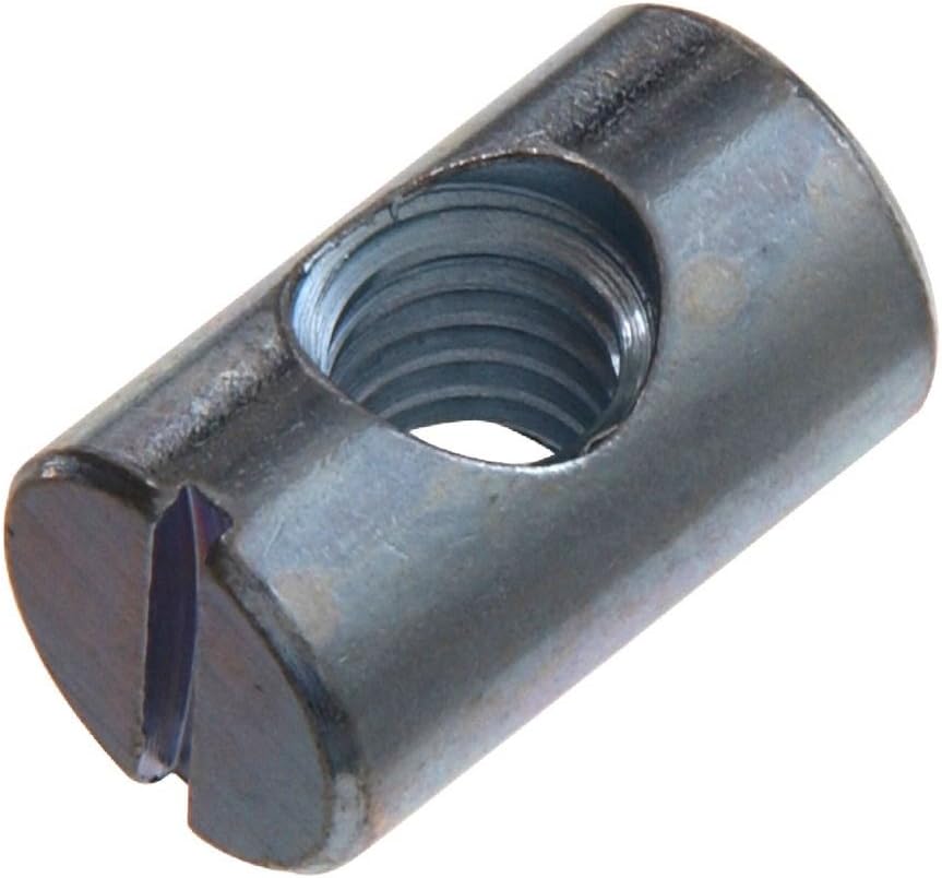 BARREL NUT FOR FURNITURE BOLT SLOTTED M6 X 14MM LONG ZP ( pack of 4 )
