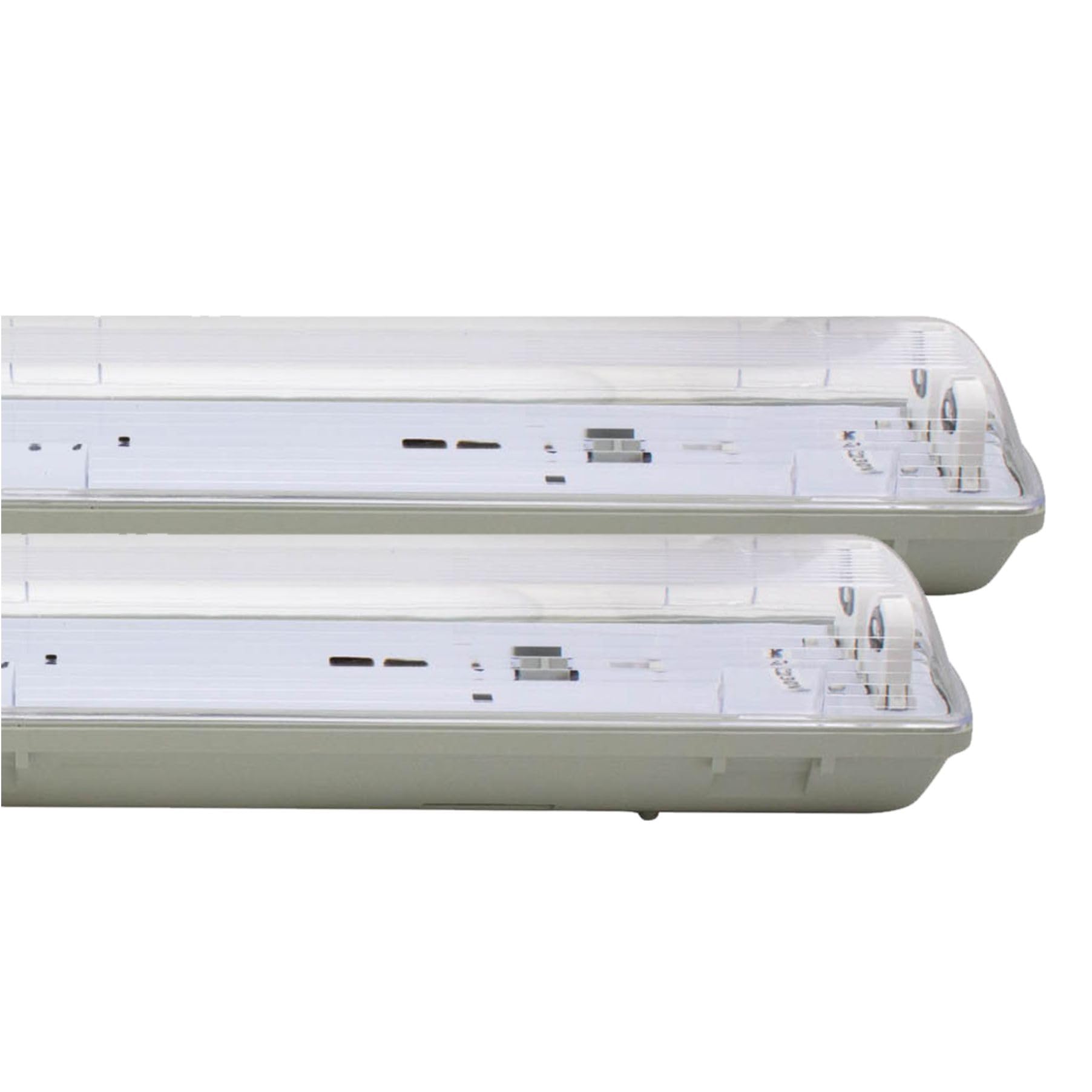 VZLED - Pantalla estanca para 2 tubos led 120 cm (SIN TUBO), pantalla doble, iluminación garaje, iluminación fluorescente, pantalla fluorescente estanca (Pack 2 uds para 2 tubos 120 cm SIN TUBO)