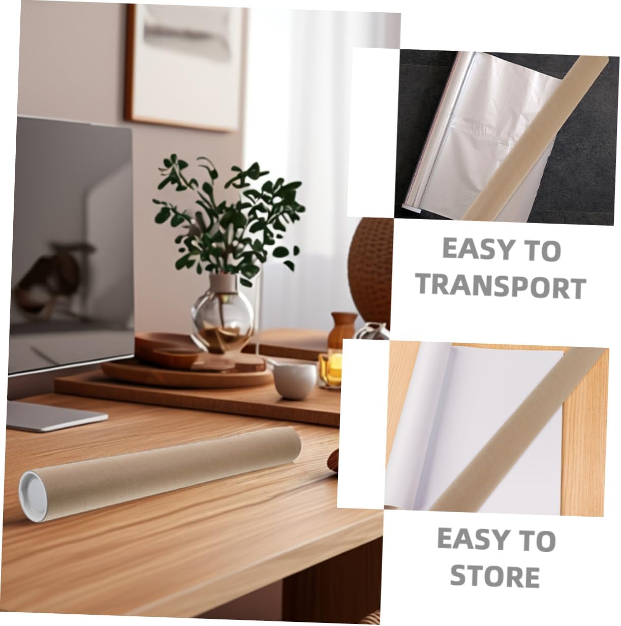 Lurrose 4pcs Kraft Paper Mailing Tubes Art Carrying Cases Heavy Duty Cardboard Shipping Tubes Caps Reusable Transport for Posters Blueprints Documents