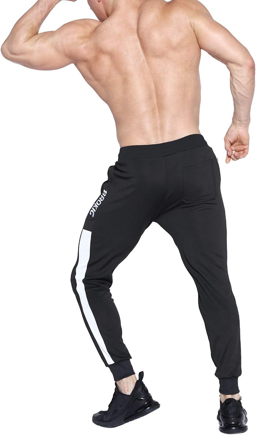 BROKIG Men's Streaks Vent Gym Workout Joggers Pants,Athletic Casual Side Mesh Jogging Sweatpants with Zip Pockets - Image 5