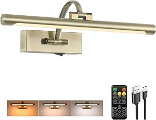 LED Picture Lights for Wall Rechargeable, Battery Operated Art Light for Paintings Wireless,15.7inch Antique Bronze Gallery Light for Artwork