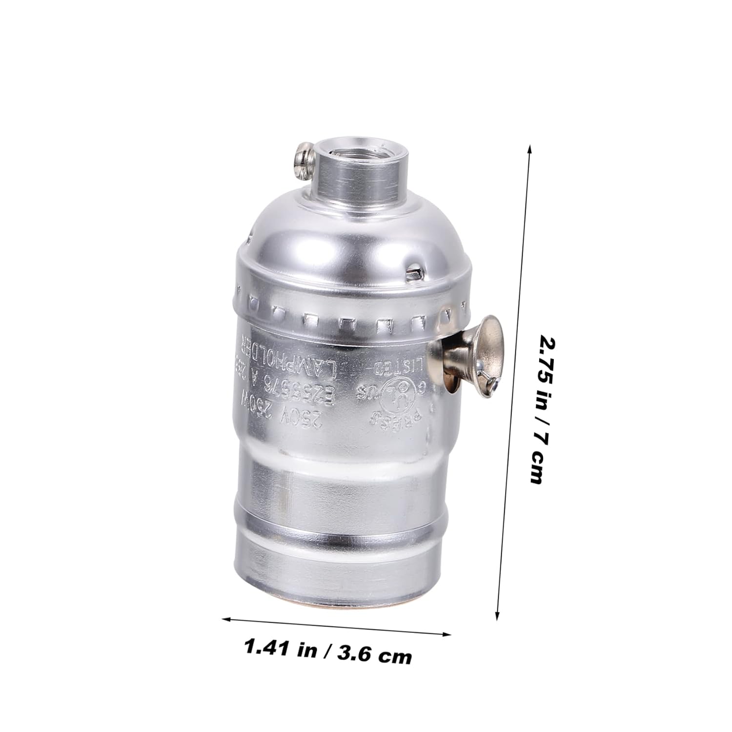 Retro Pull Chain Light Socket with E27 Bulb Socket Silver Lamp Holder Adapter Practical Lamp Holder