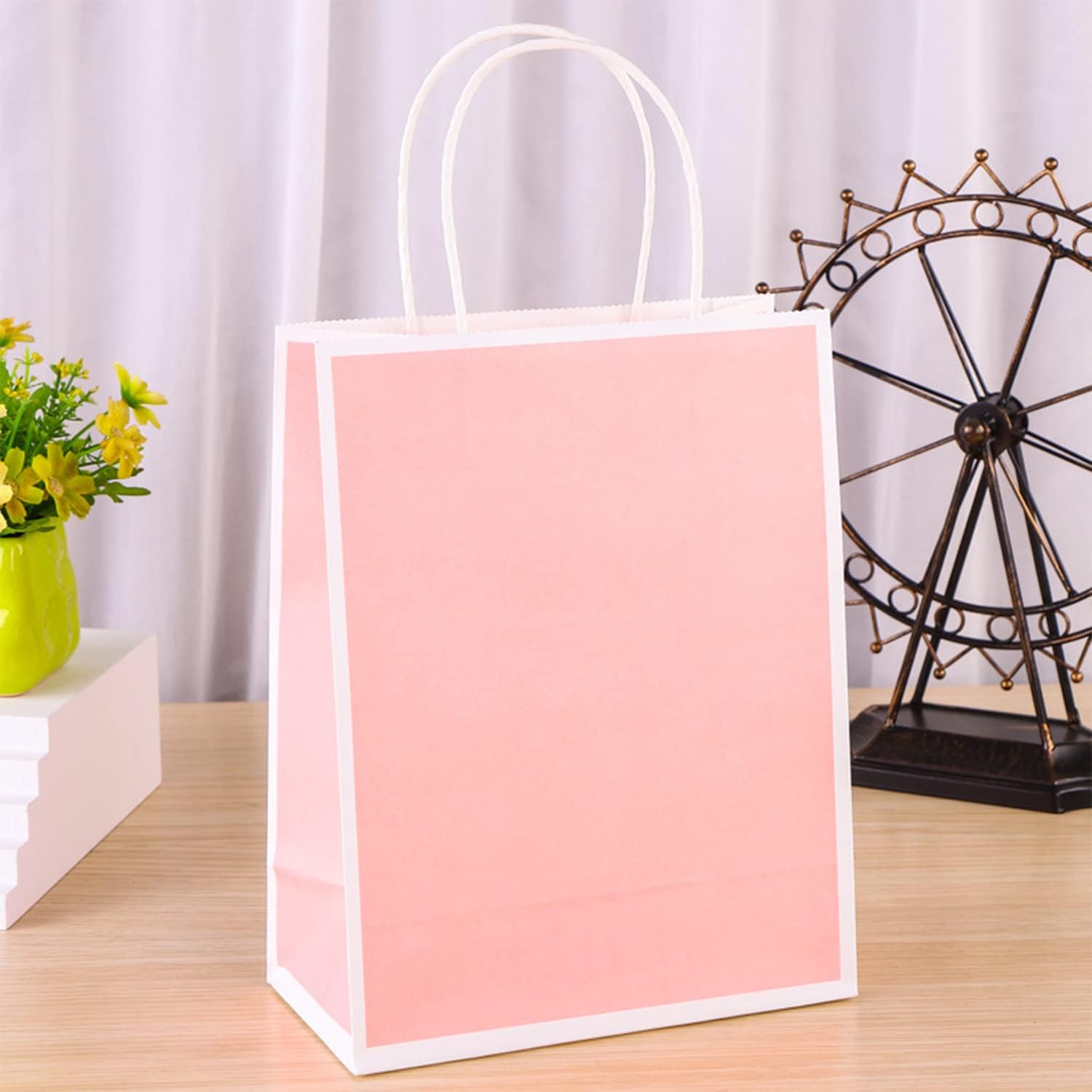 TACHIO 30 Pcs Gift Bags - Party Bags with Handles for Kid Parties Birthday, Wedding - 5.9 x 3.15 x 8.26 inches (Pink) - Image 3