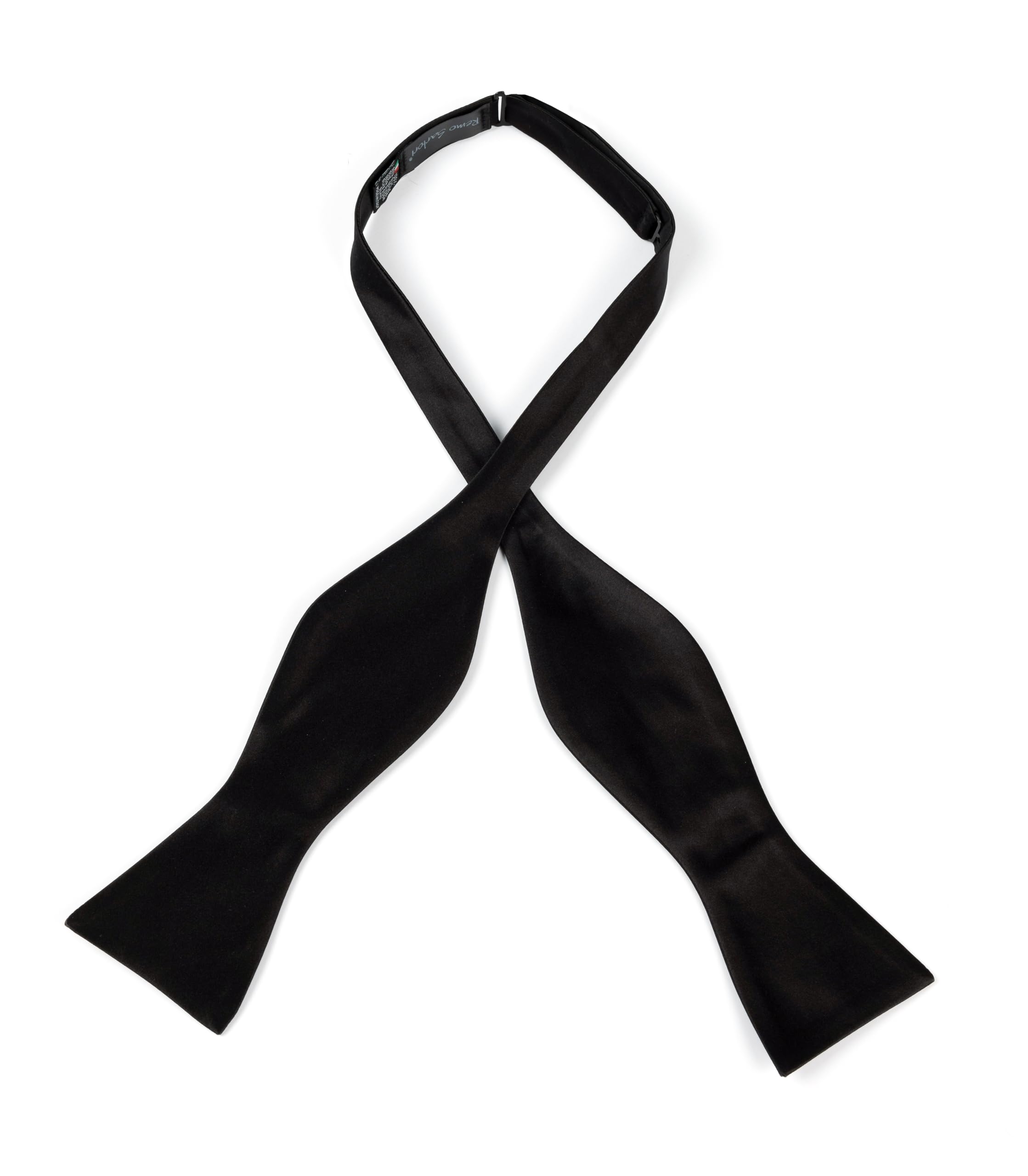 Remo Sartori - Set Fusciacca Fascia da Smoking e Papillon da Annodare in Seta Nero,4 Pieghe, Chiusura Regolabile, Made in Italy,Uomo