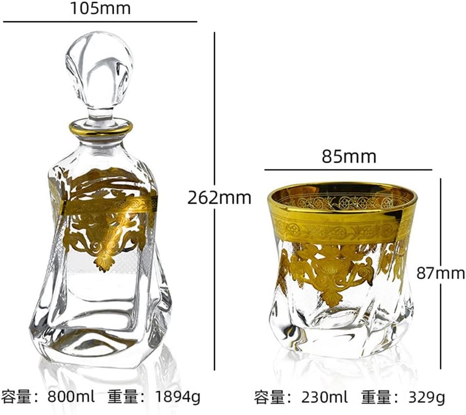 Home Real Gold Flower Paper Wine Set Retro Crystal Glass Wine Cabinet Decoration Business Gift