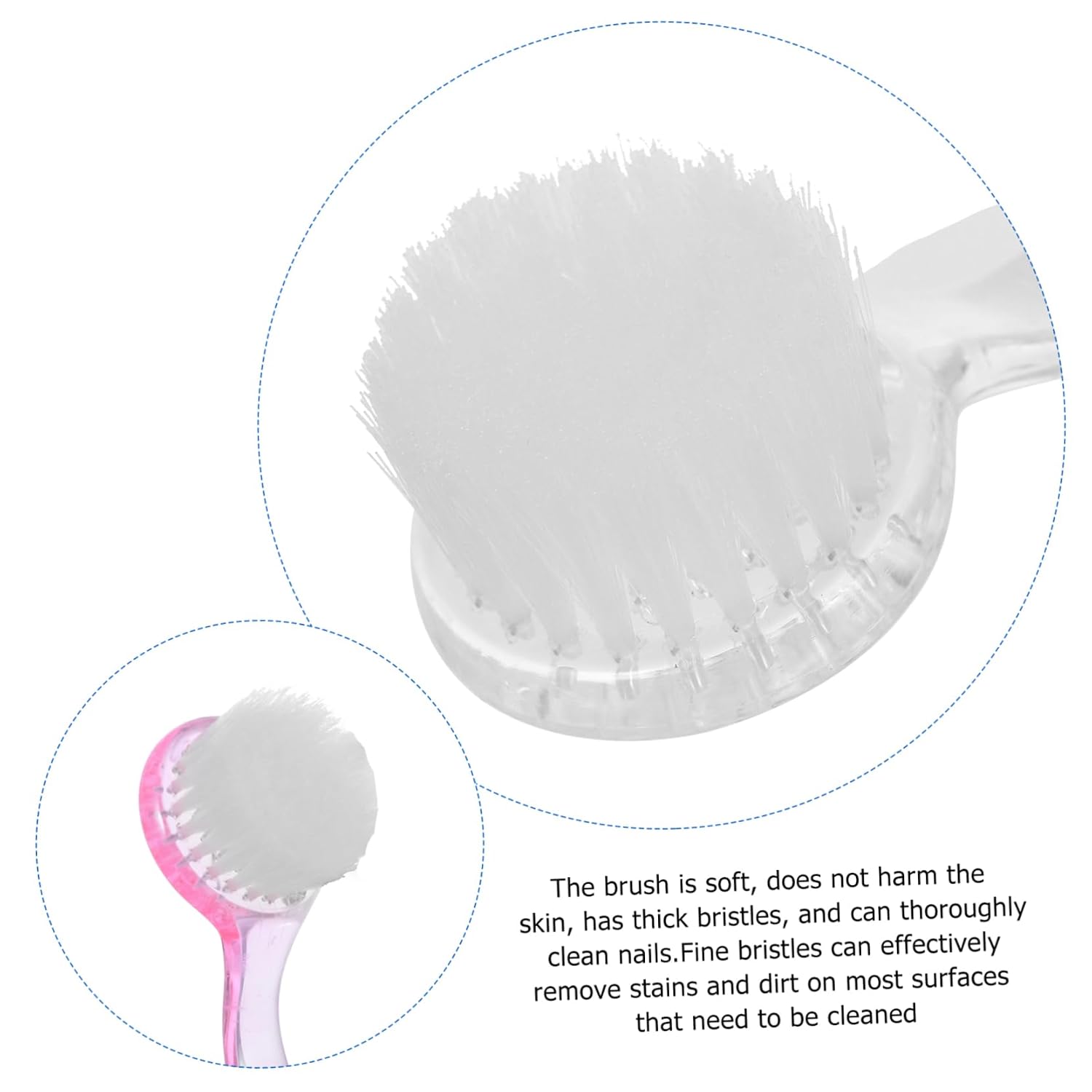 12pcs Nail Cleaning Brush with Cover Handle Grip Soft Bristles for Gentle Scrubbing for Care Transparent Colors