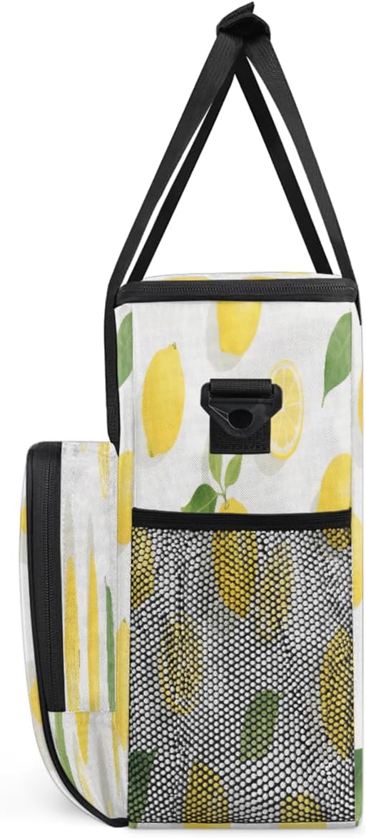 Lemon Pattern Portable Coffee Maker Carrying Bag Compatible with Keurig K-Mini or K-Mini Plus - Travel Storage Tote with K-Cup Pod Pockets for Single Serve Coffee Brewer