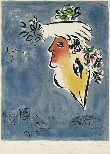 QSDTGHUIKP Marc Chagall Poster《Blue Sky》Abstract Wall Art Marc Chagall Prints Surrealism People Painting Canvas for Home Wall Picture Decor 16x24in Frameless