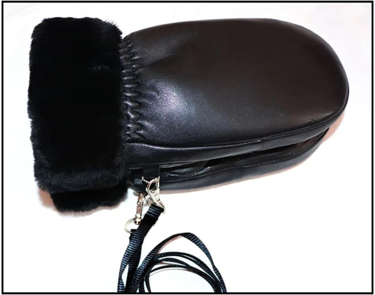 Leather Mittens for Men and Women, Thickened Warm Waterproof Winter Gloves for Daily Use