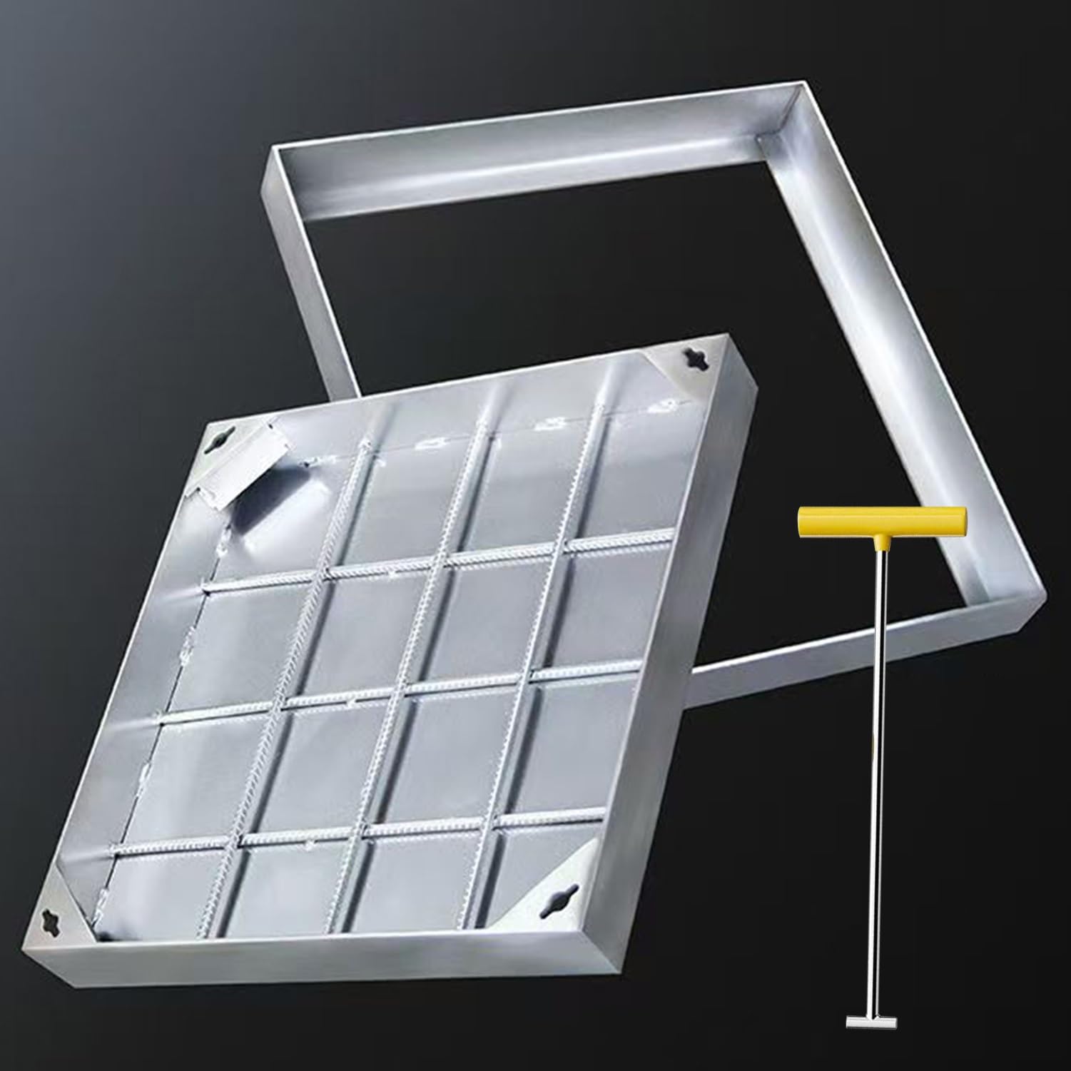 GHHVFEC Embedded Manhole Lid, Rectangular Septic Tank Cover, 304 Stainless Steel Frame Inspection Chamber Cover For Driveways, Pavements(40x55cm)