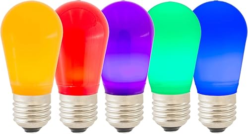 Miniatura 7 de Vickerman Bombilla LED de cerámica amarilla S14 de 1,3 vatios, 130 V, base de níquel medio E26, 5 por paquete.