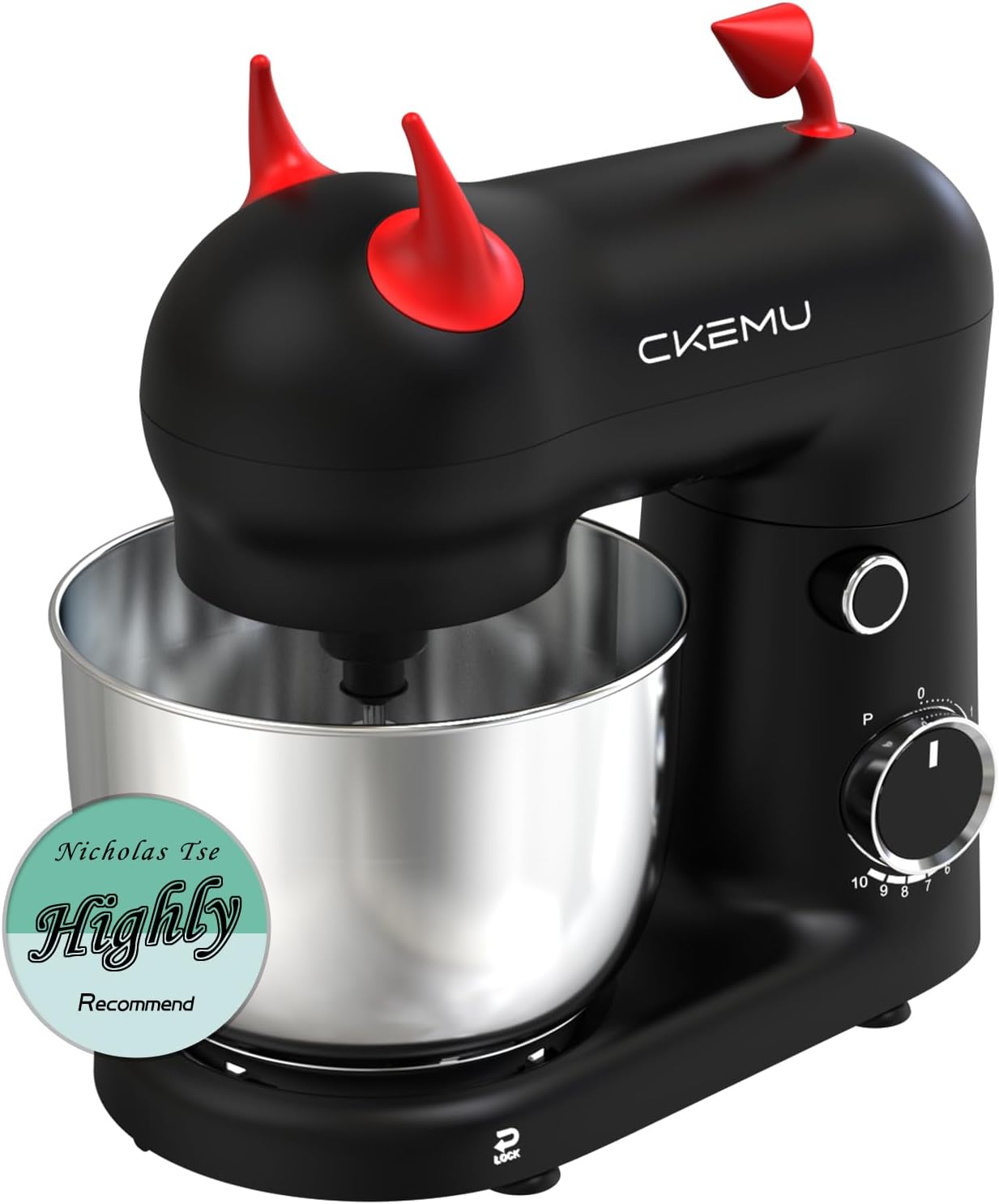 Stand Mixer, Compact & Space-Saving, Stainless Steel Bowl, Unique & Playful Design, Effcient Motor, Dishwasher-Safe Attachments, SM-2549A, Black Litte Devil Black - Image 1 of 7