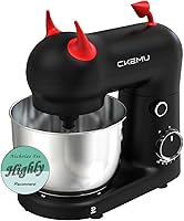 CKEMU SM-2549A Compact Stand Mixer, 300W Motor, 3.5QT Stainless Steel Bowl, Dishwasher-Safe, Playful Black Design