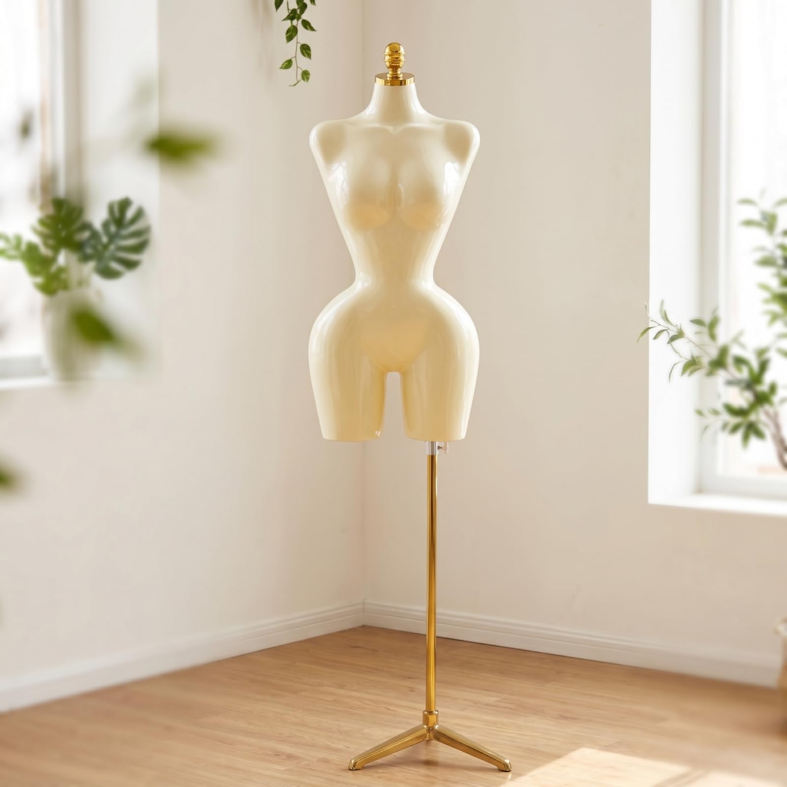 Frauen Schaufensterpuppe Torso Damen Büste Schneiderpuppe Figurine Modepuppe mit Fein Polierter Oberfläche zur Hervorhebung von Details für , Cremeweiß Etwas Gelblicher
