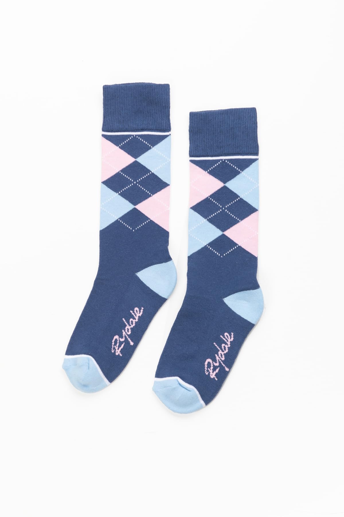 Rydale Unisex Kids Argyle Denim/Soft Blue Junior Knee Length Riding Socks Kid's Argyle Country Sock Childrens (Uk, Age, One Size, Regular, )