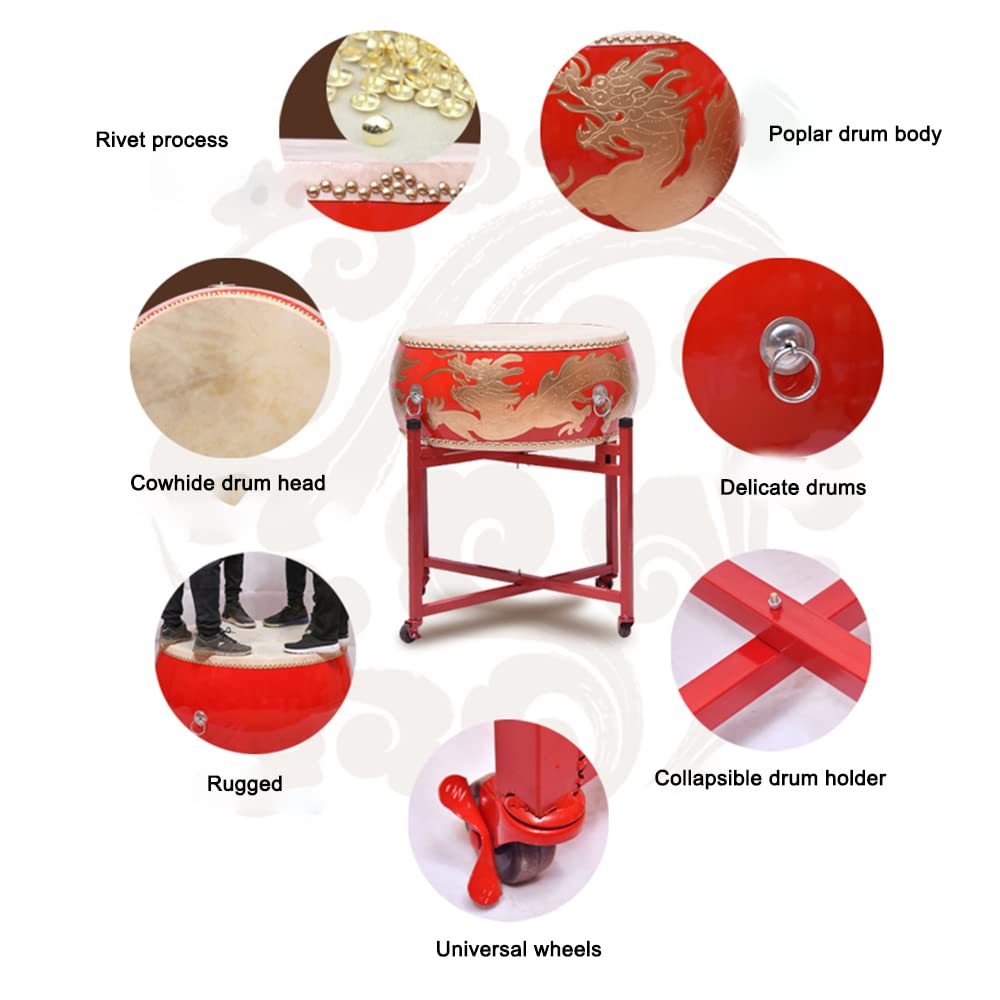 Amazon | 伝統的な中国の牛革太鼓、大鼓、平太鼓、唐太鼓、祝祭舞踊