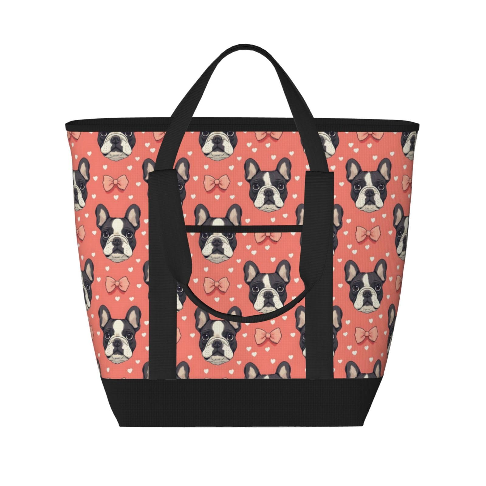 Grand sac isotherme doux bouledogue français pour garder vos aliments au frais