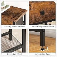 HOOBRO 29.5" Narrow Console Table with 2 Fabric Drawers, Sofa Table, Small Entryway Table with 3-Tier Storage Shelves, Behind Couch Table, for Living Room, Hallway, Rustic Brown and Black BF72XG01 — image 8