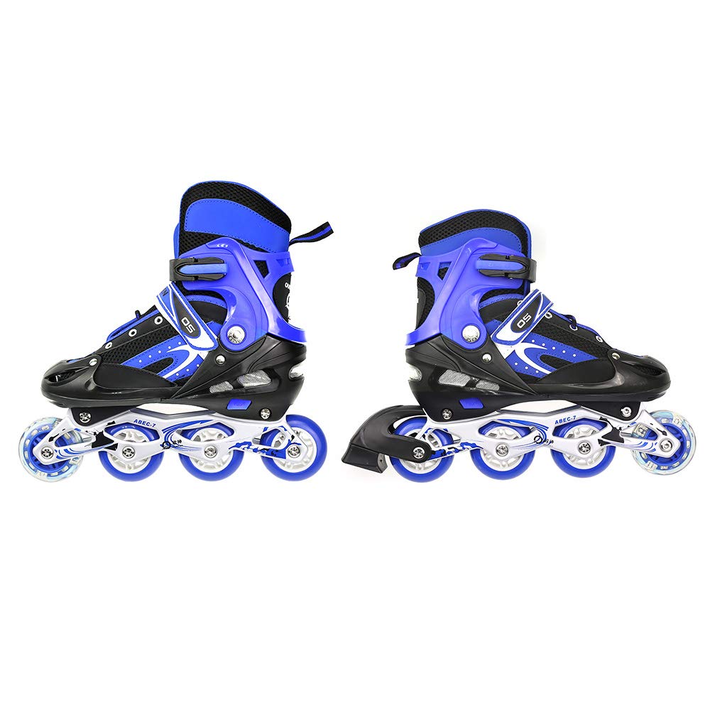 Rollers Enfants pour Filles et Garçons Rollers en Ligne Adultes avec Roues Lumineuses Patins à Roues alignées Comfortable-Taille 31-34 -Code S - Bleu