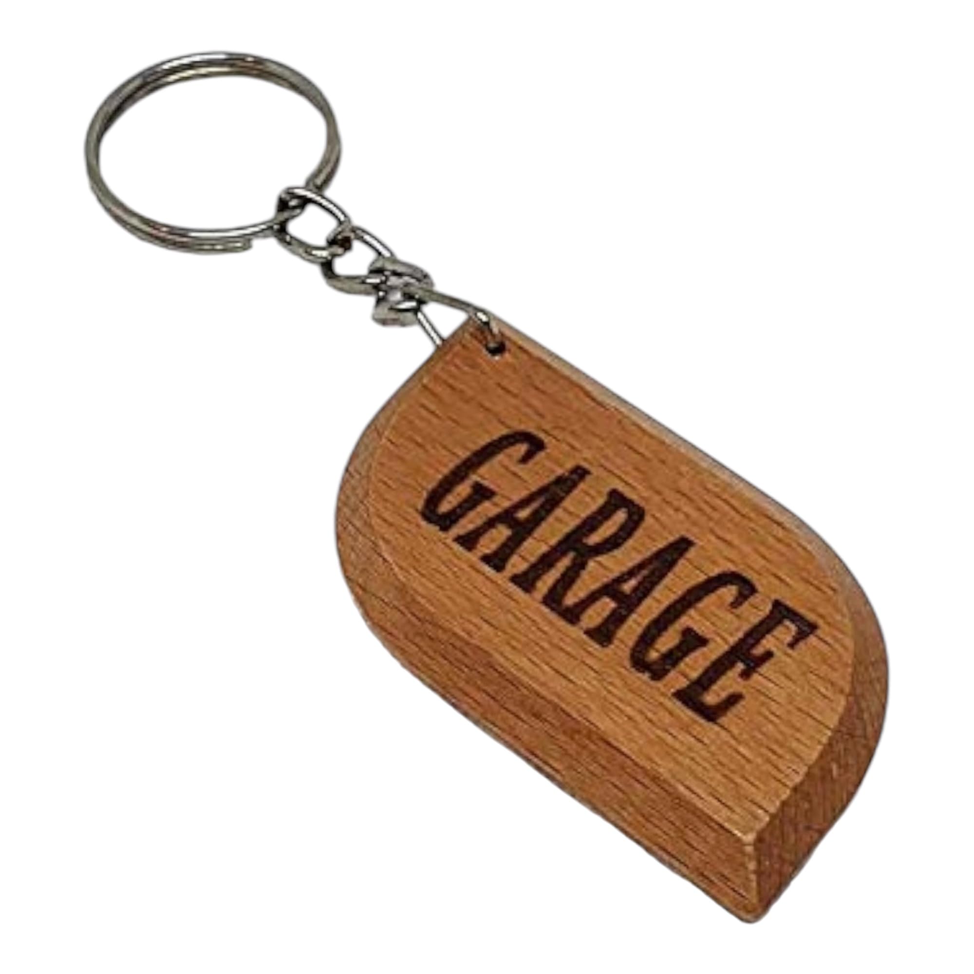 S M Gift Shop GARAGE Key Tag Engraved Wooden Keyring Keychain Made to Last