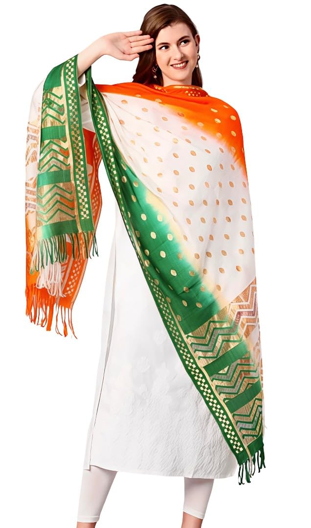 Tiranga- Indian Flag Dupatta | Multicolour- Unisex | Length:- 2.25 Meter & Width:- 36 Inch| Pure Cotton Silk-image-19