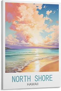 CNAHEIX North Shore Hawaii Vintage Travel Posters 12x18inch(30x45cm) Canvas Wall Art Print Painting for Wall Decor Living Room Bedroom