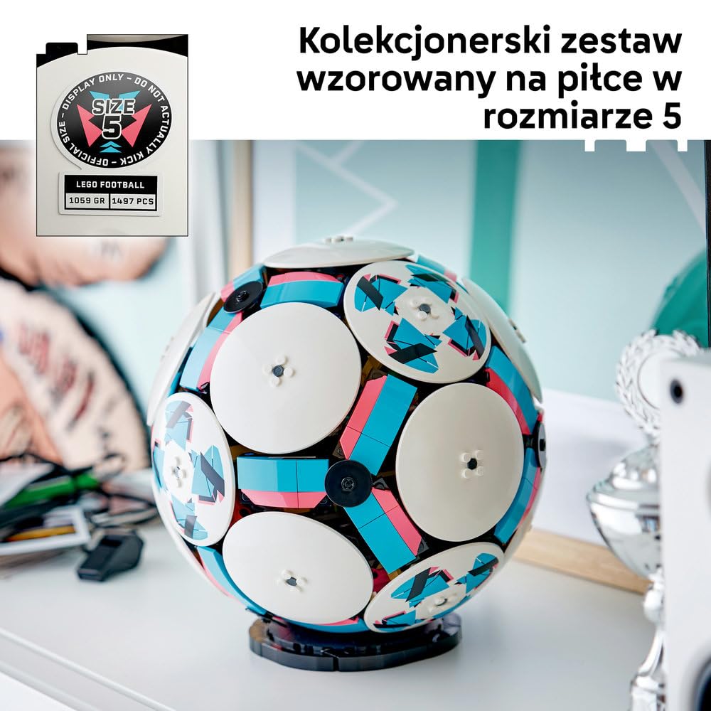 LEGO Editions Piłka nożna 43019 | Sportowa dekoracja, zestaw klocków dla dzieci, prezent dla fana piłki nożnej, dla chłopców i dziewczynek 10+, 1498 elementów