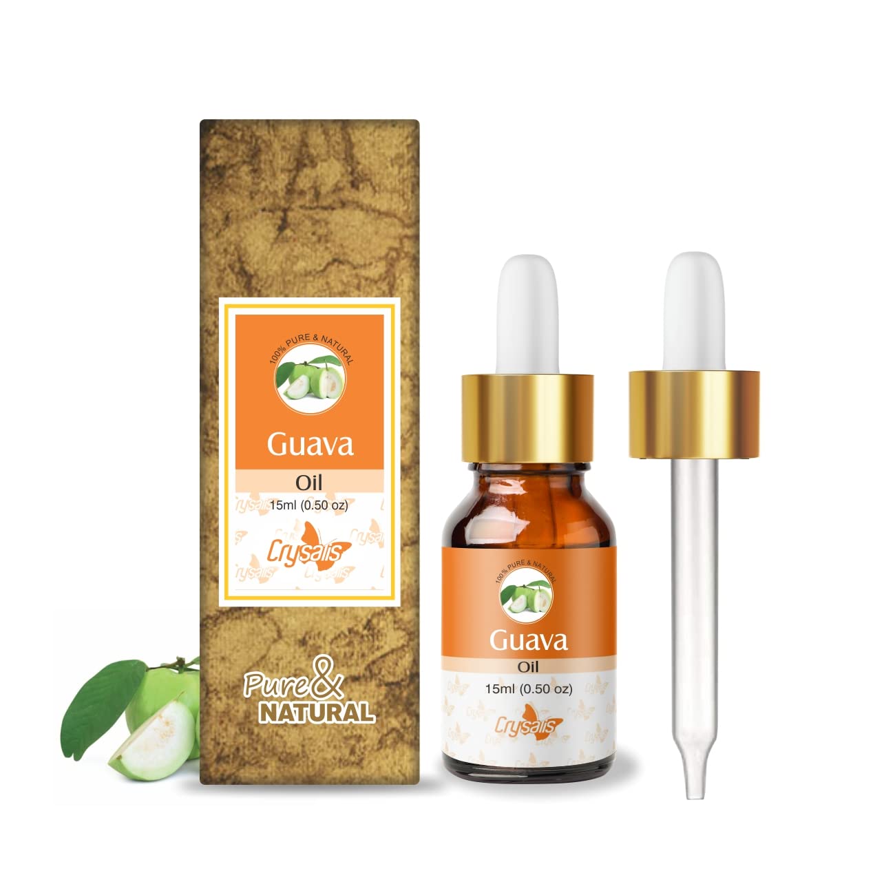Crysalis Guava (Psidium Guajava) |100% Pure & Natural Undiluted Carrier Oil Organic Standard/Cold Pressed Oil For Glowing Skin, Healthy Hair, Nourished Face Rich In Omega 3-15Ml With Dropper