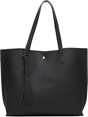 Dreubea Women's Soft Faux Leather Tote Shoulder Bag from, Big Capacity Tassel Handbag