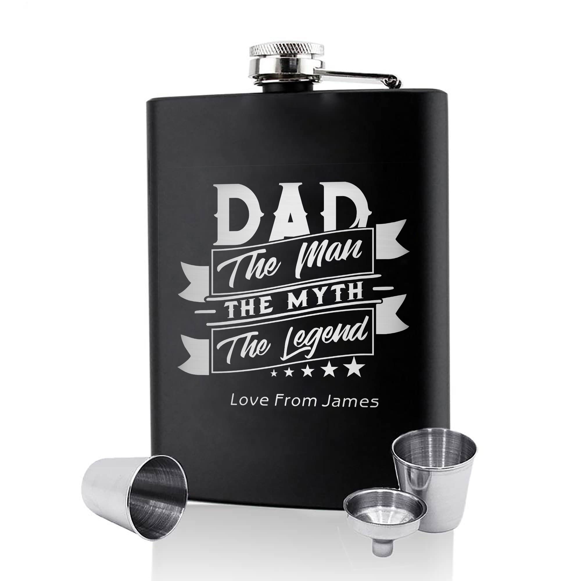 Flask Personalised Hip Flask Fathers Day Custom Gifts Engraved Hip Flasks for Men 6oz Stainless Steel Flask for Father Dad Grandad Grandpa Him Gift for Fathers Day Christmas Occasion(Design 1)
