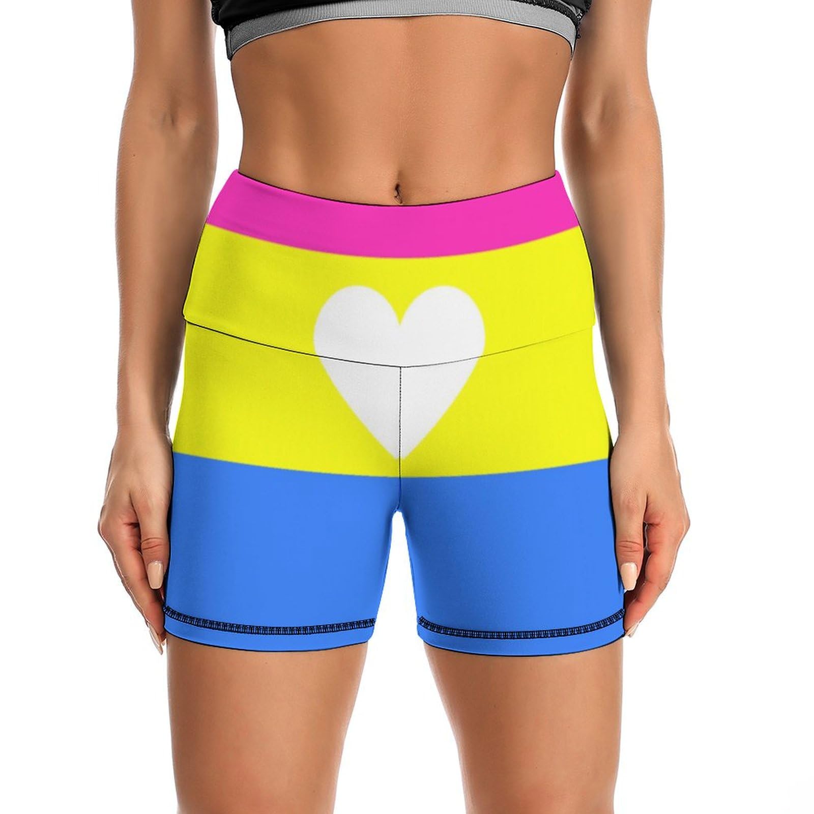 LGBTQ Pansexual Pride Mouth Rainbow Gay High Waist Yoga Shorts for Women Athletic Shorts Leggings Running Pants