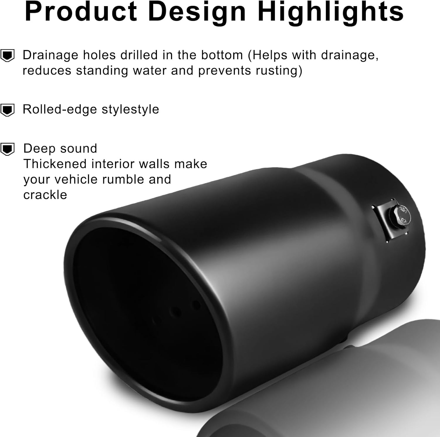1"-2.5" Inlet Exhaust Tip Adjustable, 1"-2.5" x 3.5" x 6" Black Powder Coated Exhaust Tips, Black Stainless Steel Muffler Tip