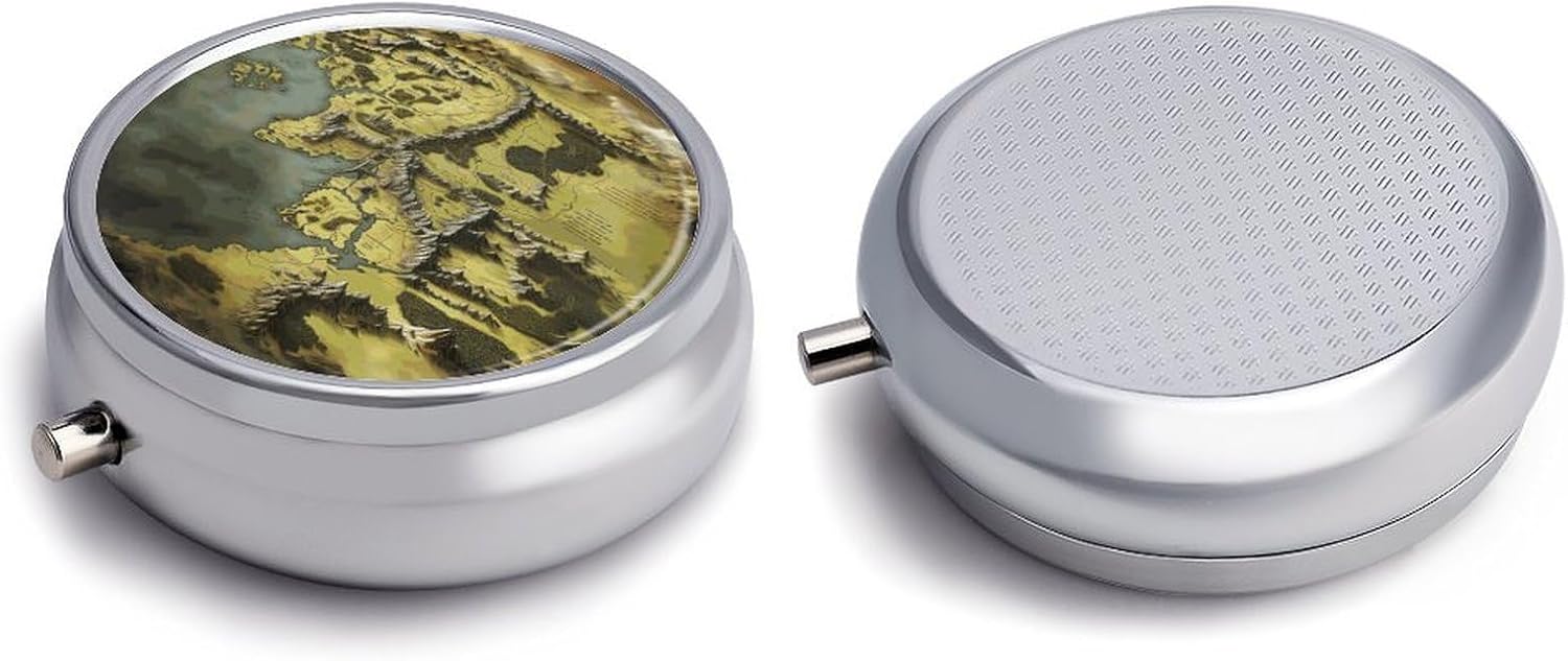 Round Silver Pill Box Small Pill Case for Purse and Pocket 3 Compartment image 3