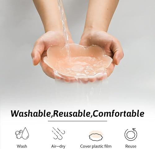 Miniatura 4 de Dealswin Cubiertas sin pezones de 5.1 pulgadas de silicona reutilizables para levantamiento de senos para copa A-D