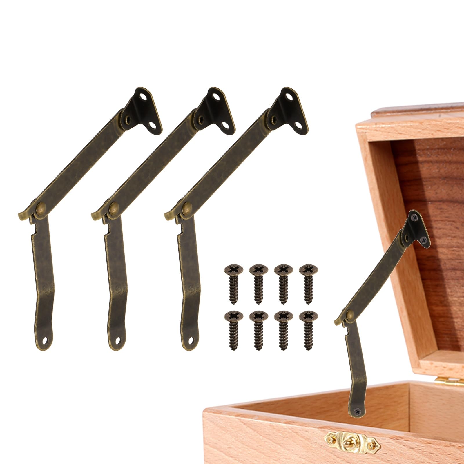 sourcing map 4Pcs Folding Lid Support Hinges 3.5" Iron Lid Stay Hinge