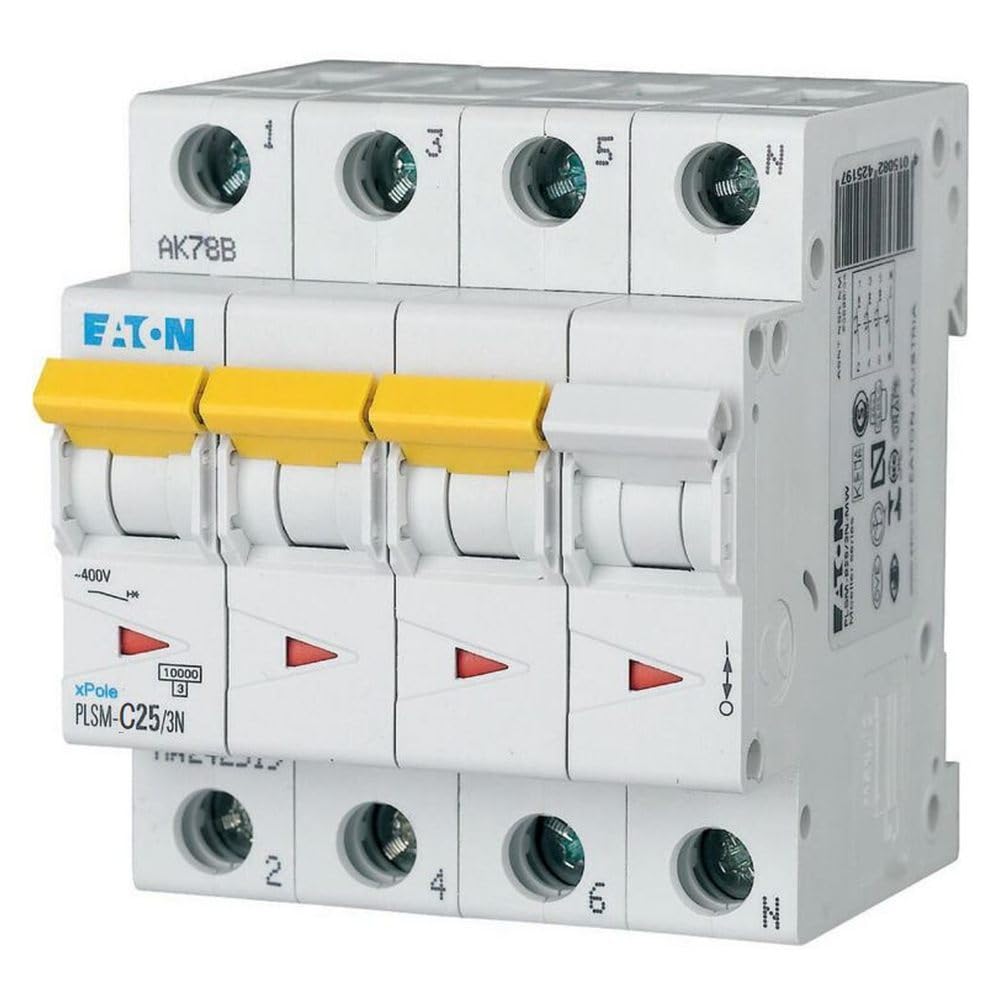 EATON PLSM-C20/3N-MW Interruptor Magnetotérmicos, 3P+N, Curva C, 20A, 7.5cm x 7.0cm x 8.0cm