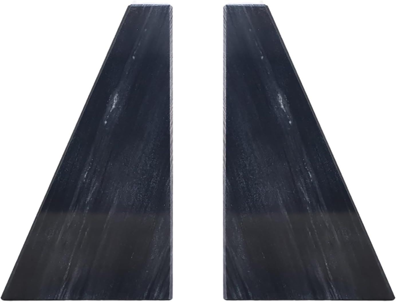 Fox Run 100% Natural Polished Marble Bookends, Black, Set of 2, Smaller Triangular