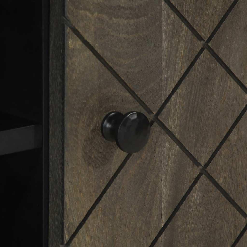 Hothingwell Mobile Porta TV Nero 105x33x46 cm in Legno Massello di Mango con Ripiani e Piedini in Metallo