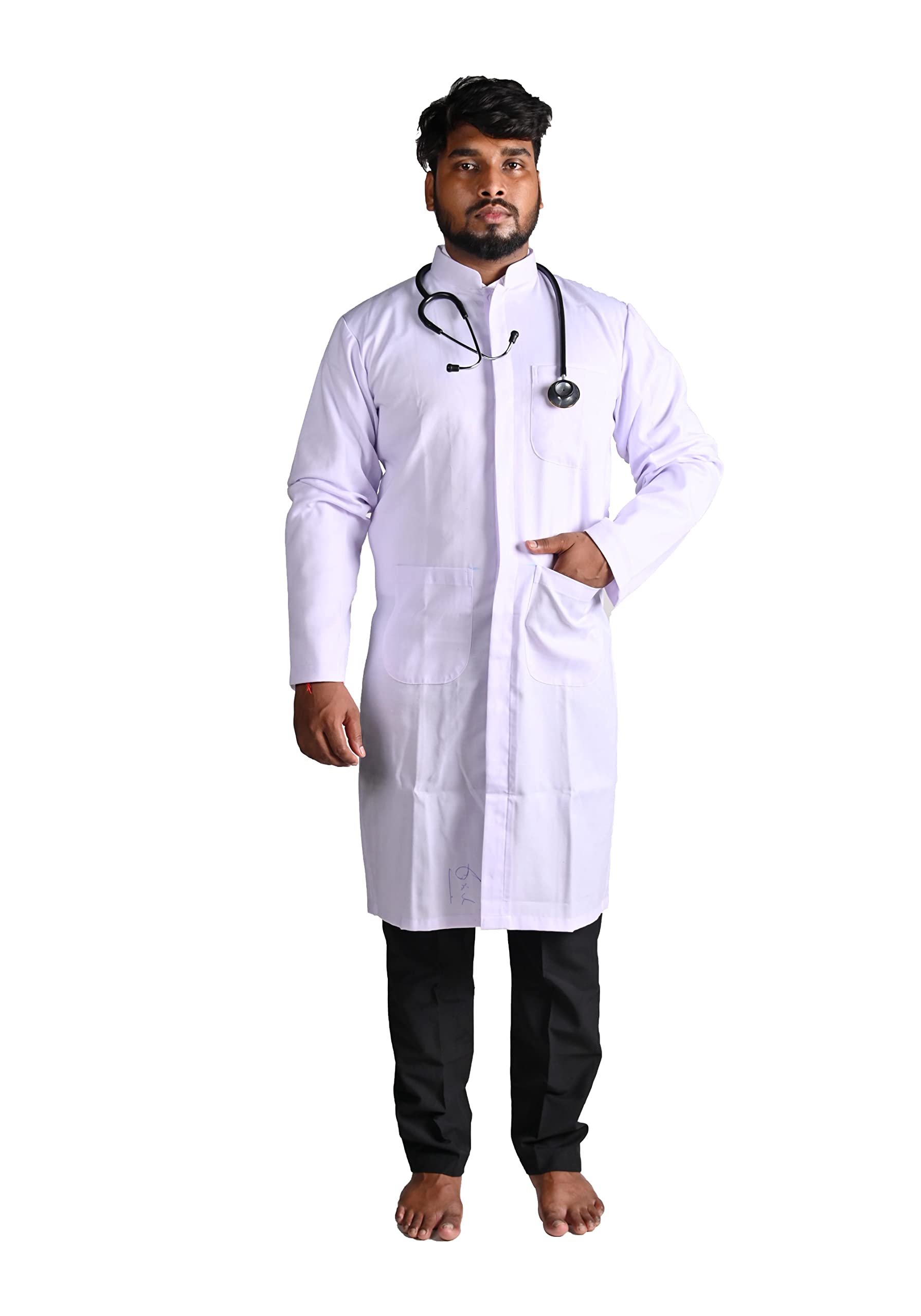 Shivangi - House Of Commercial Clothing White Cotton Full Knee Length Lab Coat For Men and Women (Size:- 42 - XL)-picture-49