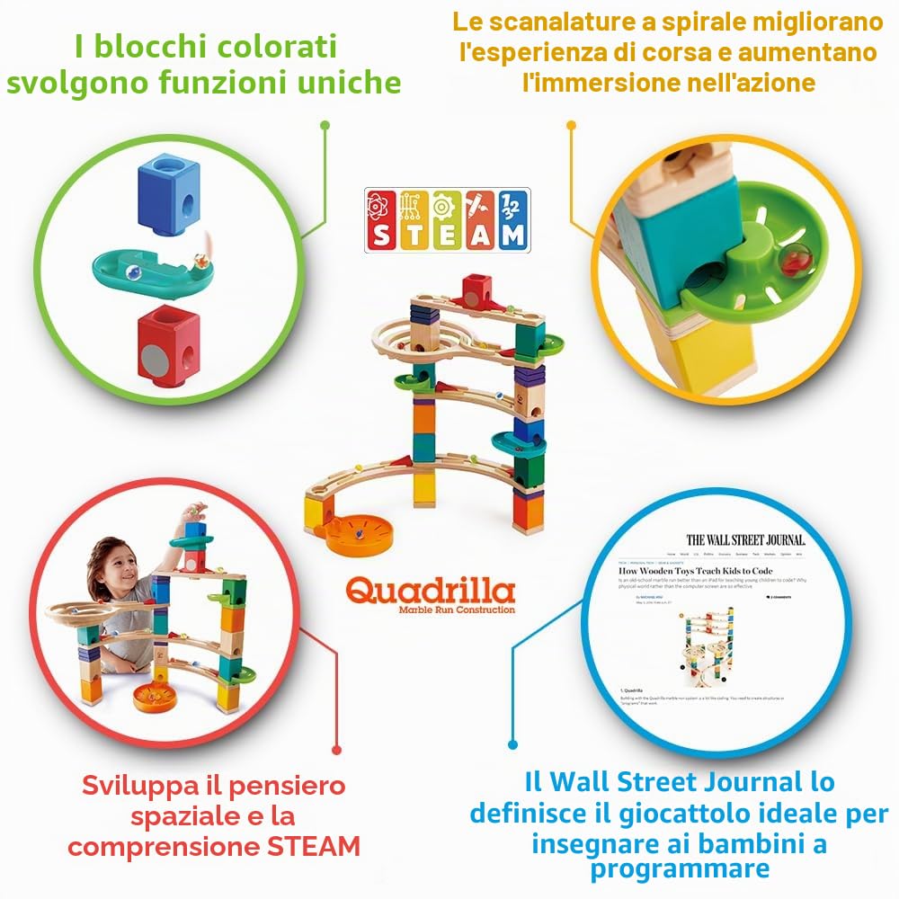 Hape Quadrilla - Corsa con Suspense | Pista per biglie di ultima generazione: divertimento STEAM dai 4 anni in su