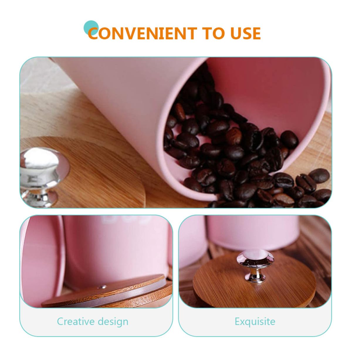 Sosoport Set 3 Barattoli per Conservazione Alimenti Secchi in Vetro Trasparente con Coperchio in Bambù, Contenitori Decorativi per Tè, Cereali, Chicchi di Caffè, per Cucina e