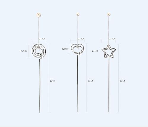 Miniatura 5 de Pública para tarjetas de lugar, 50 cables de abrazadera de metal plateado, para tarjetas fotográficas, notas de papel, soporte de clip para