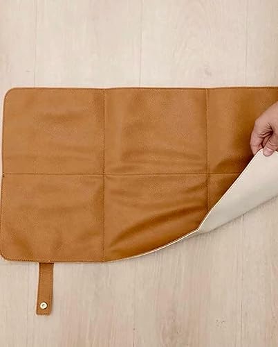 Cambiador de bebé de cuero vegano - Almohadilla de pañales lavable, plegable y portátil
