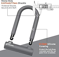 Vista 2 de Candado para Bicicleta Sportneer - Candado en U Resistente Antirrobo para Bicicleta con Cable de Acero de Seguridad de 1,5 m - Grillete de 17 mm Gris