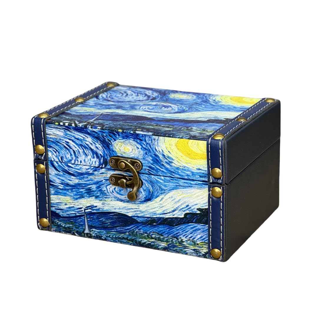 Amedoo Treasure Box Vintage Wooden + PU Leather Decorative Storage Boxes Trinket Jewelry Box Memento Case Box Keepsake Box With Lids Gifts For Kids